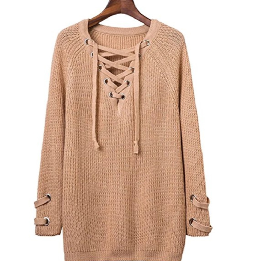 ELEANOR Oversized Lace Up Sweater - Picture 6 of 7